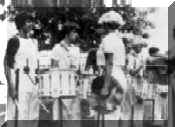 The other end of the 1979 Royal Crusader snare line with Vince Schaefer in the center, preparing to drum music in the future!